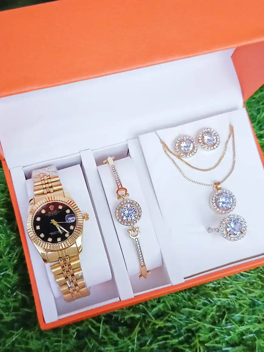 Luxury 5-in-1 Watch & Jewelry Gift Set for Women | KSA & UAE Exclusive