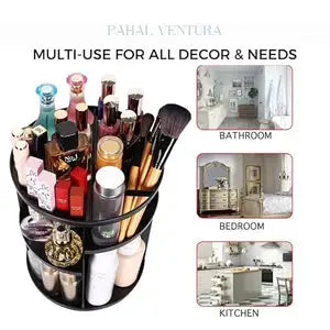 360° Rotating Makeup Organizer Box – Large Capacity Cosmetic Storage (KSA & UAE)