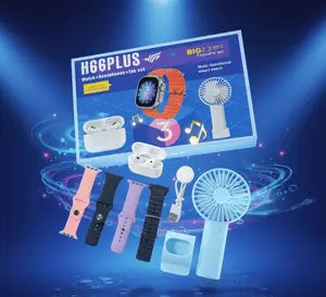 3-in-1 Smart Watch Set – Best Smart Watch Combo in UAE & KSA (Wireless Earbuds + Mini Fan)